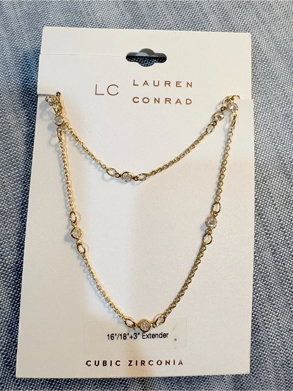 LC Lauren Conrad Gold Layered Cubic Zirconia Necklace
